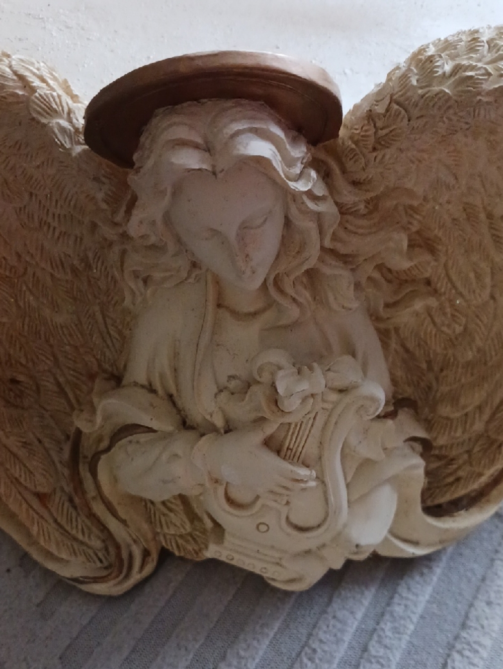 Cream Angel Candle Holder LARGE  - Decorative Home Art